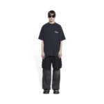 BALENCIAGA Tshirt (Black) / logo-embroidered oversize T-shirt