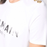 Balmain – Metallic-logo button-embellished T-shirt