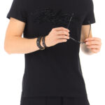 BALMAIN Tshirt (Black) / flocked logo print T-shirt